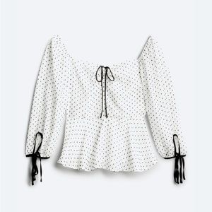 4SI3NNA Banbury Printed Peplum Blouse - Size Large